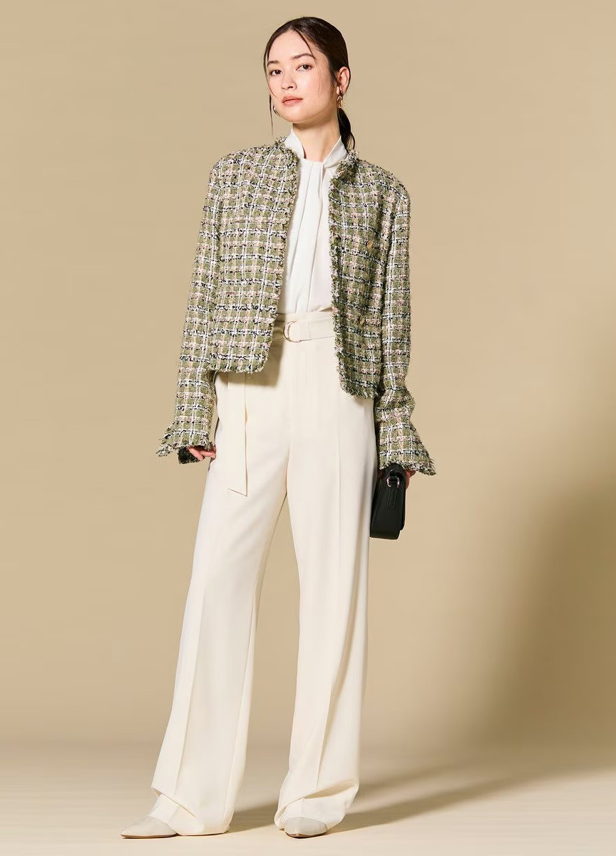 喬其紗扭結立領長袖襯衫